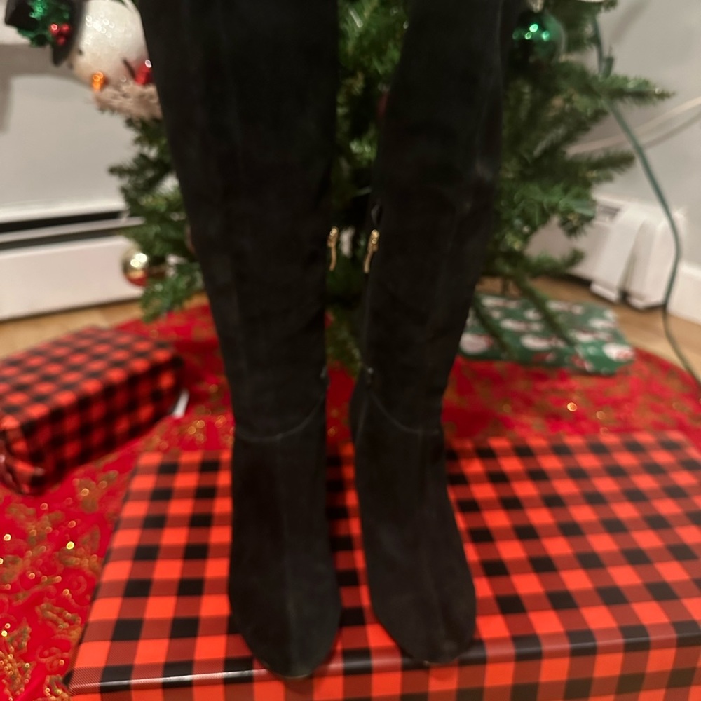 Vince Camuto black suede knee boots